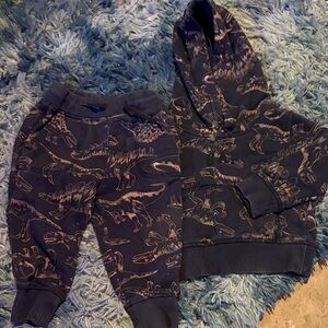 GAP Kids Dinosaur Print Jogger Set - Dark Blue Size 18-24 months